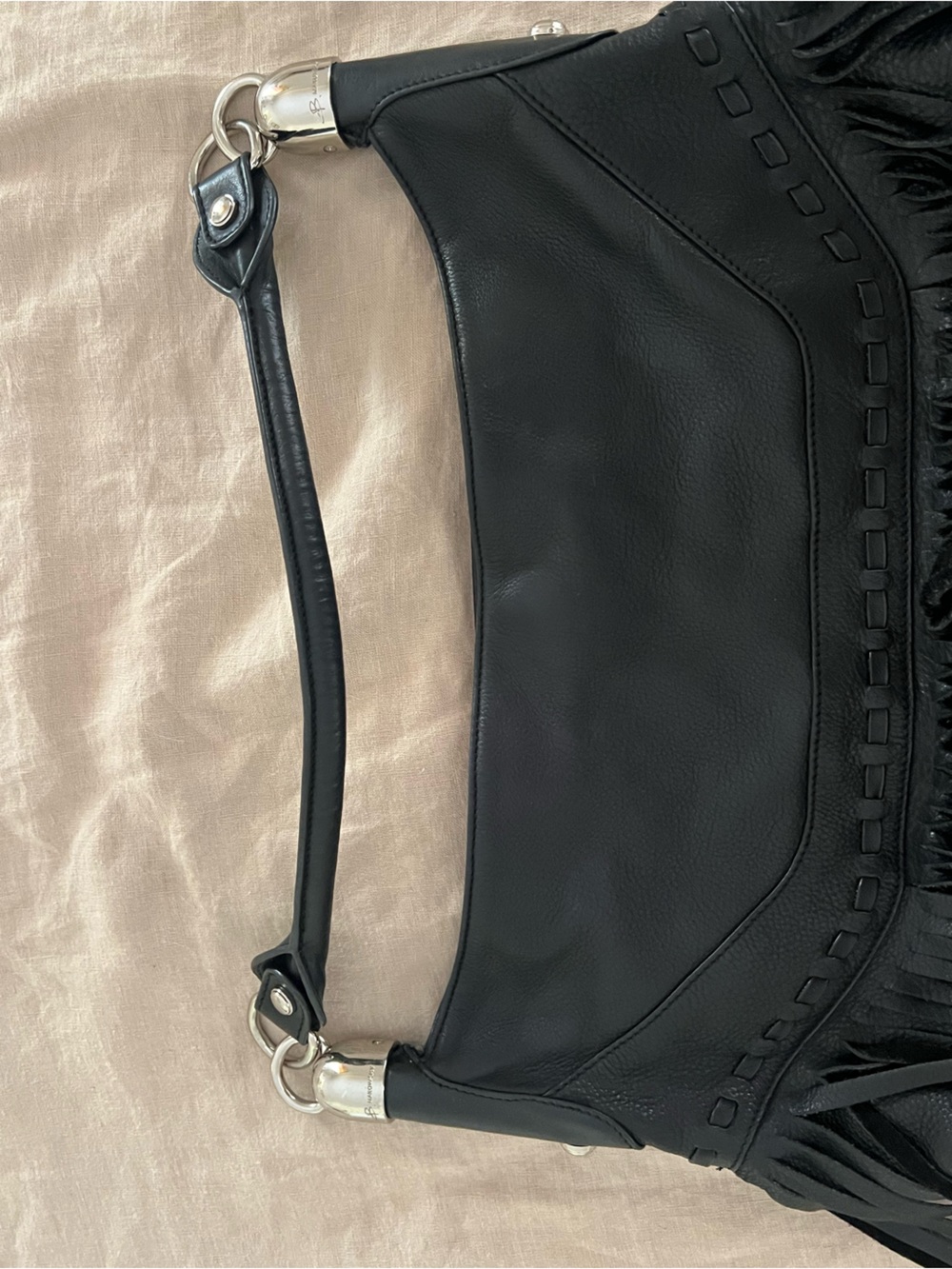 B. Makowsky Andalusia Fringe Shoulder Bag - Black Leather - Like New - Picture 5 of 12
